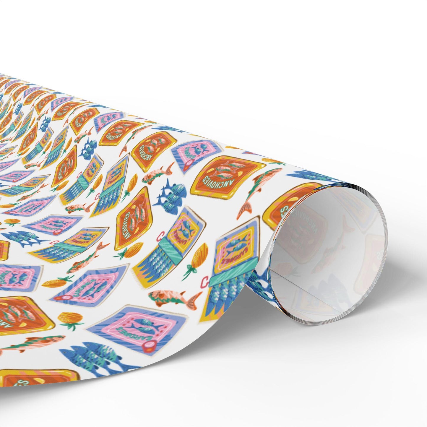 Vintage Sardine and Seafood Print Tin fish Wrapping Paper Italian Summer Gift Wrap Custom chef Mediterranean Foodie Gifts & Amalfi Coast