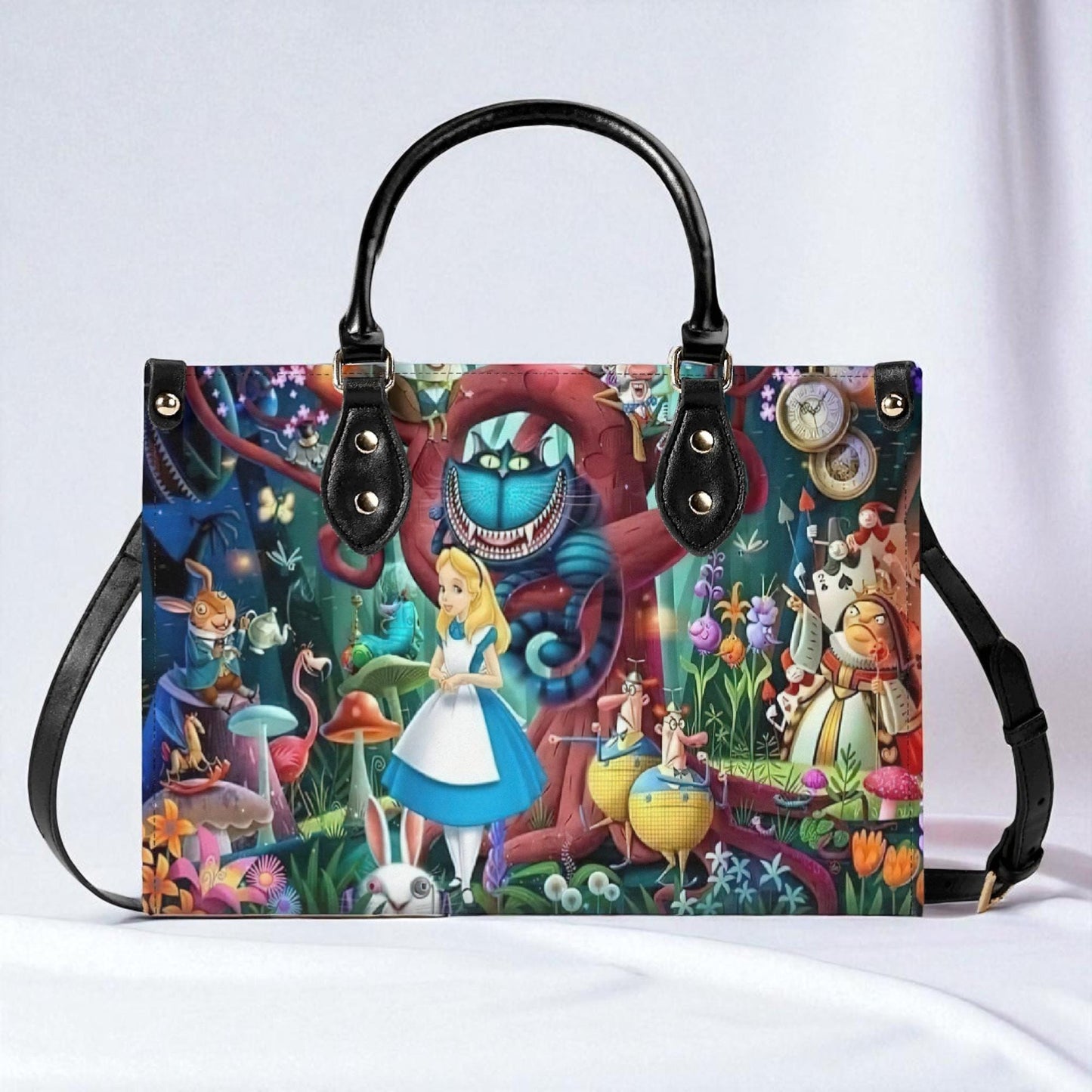Queen’s Parade Purse | Tote Handbag | Top-Grain Leather Handbag | Vegan Leather | Wonderland Lovers Bag | Custom Tote Bag