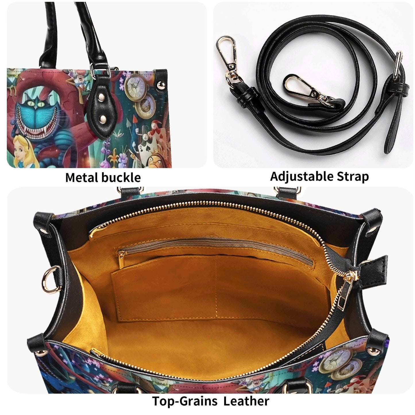 Queen’s Parade Purse | Tote Handbag | Top-Grain Leather Handbag | Vegan Leather | Wonderland Lovers Bag | Custom Tote Bag