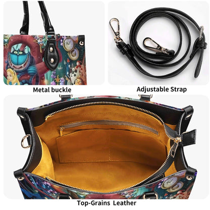 Queen’s Parade Purse | Tote Handbag | Top-Grain Leather Handbag | Vegan Leather | Wonderland Lovers Bag | Custom Tote Bag
