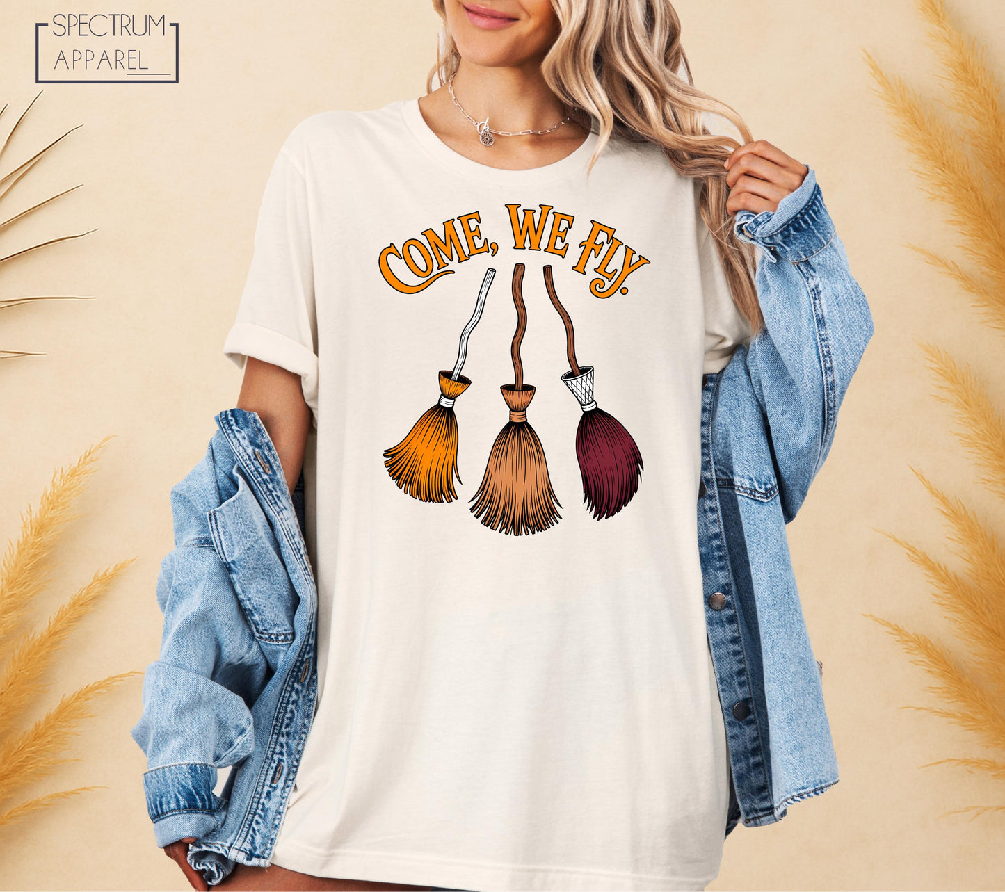Come We Fly T-Shirt, Come We Fly Halloween Shirt, Come We Fly October Shirt, Halloween Witch Broom Tee, Spooky Witch Shirt, Cute Autumn Tee