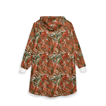 Terracotta Swirl Blanket Hoodie: Earth Tones Cozy Wearable Throw