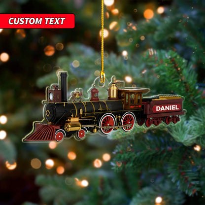 Personalized Name Railroader Train Ornament, Custom Train Acrylic Christmas Ornament, Christmas Tree Hanging Decor, Train Ornament Decor