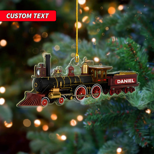 Personalized Name Railroader Train Ornament, Custom Train Acrylic Christmas Ornament, Christmas Tree Hanging Decor, Train Ornament Decor