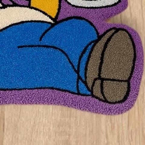 Handmade Homer Simpson Rug: Tufted Cotton Pop Culture Decor