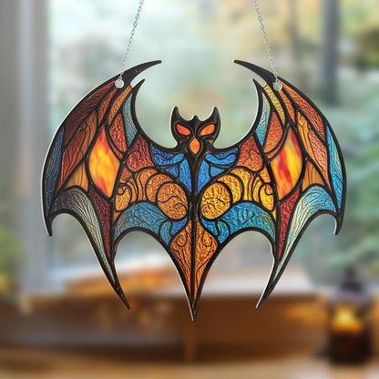 Bat Window Hanging, Gothic Wall Art for Halloween, Fiery Blue Bat Home Decor, Witchy Gift for Her, Spooky Bat Decor, Creepy Cute Accent