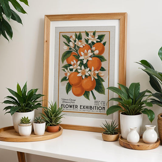 Valencia Orange Blossom Botanical Art, Spanish Floral Poster Gift | Citrus Botanical Wall Print for Plant Lovers, Vintage Garden Decor