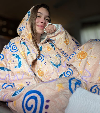 Psychedelic Mushroom Blanket Hoodie: Trippy Rave Festival Wear