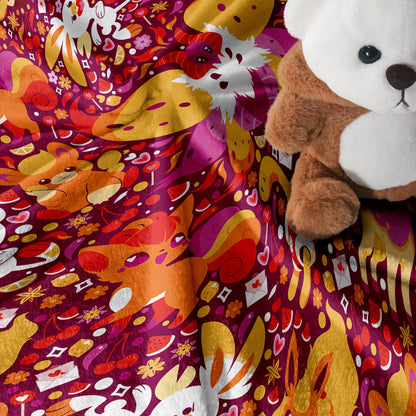 Vulpix and Shuckle Blanket, Cute Baby Blanket, Cozy Fleece Throw, Soft Cotton Blanket, Kawaii Bedroom Decor, Alolan Vulpix Blanket Gifts