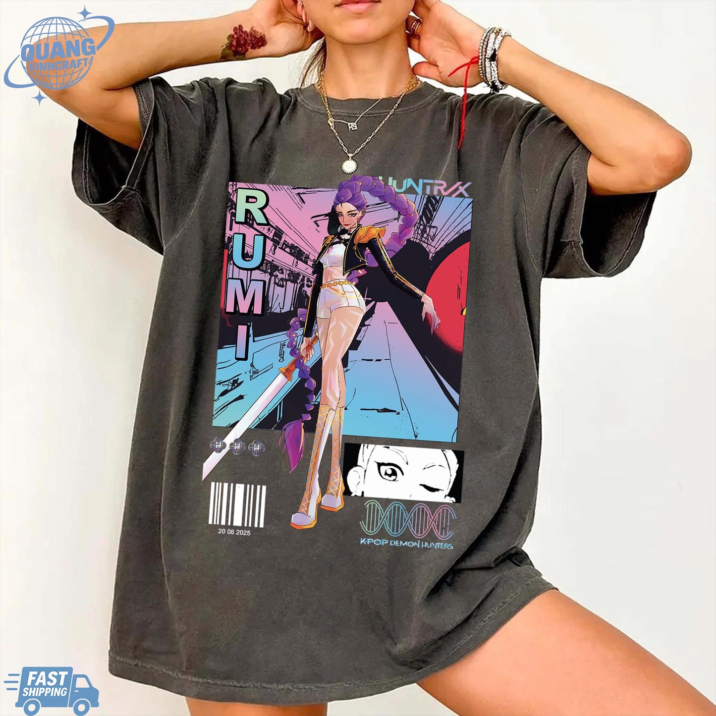 Rumi Huntrix Demon Hunters T Shirts, Huntrix Girls Tshirt, Demon Hunter Merch, Gift for Kpop Fan, Derpy Tiger Shirt, Sussy