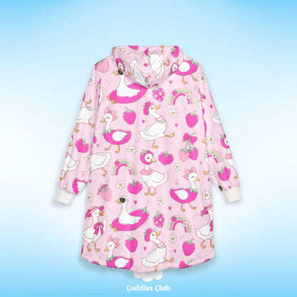 Strawberry Coquette Silly Goose Hooded Blanket