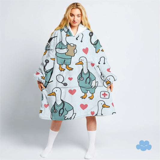 Pastel Nurse Goose Hooded Blanket - Soft Sweatshirt