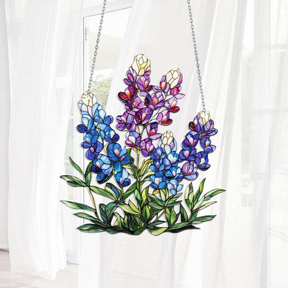 Bluebonnet Flower Window Hanging – Texas Wildflower Decor, Botanical Floral Gift for Garden Lovers, Spring Farmhouse Accent for Her & Mom