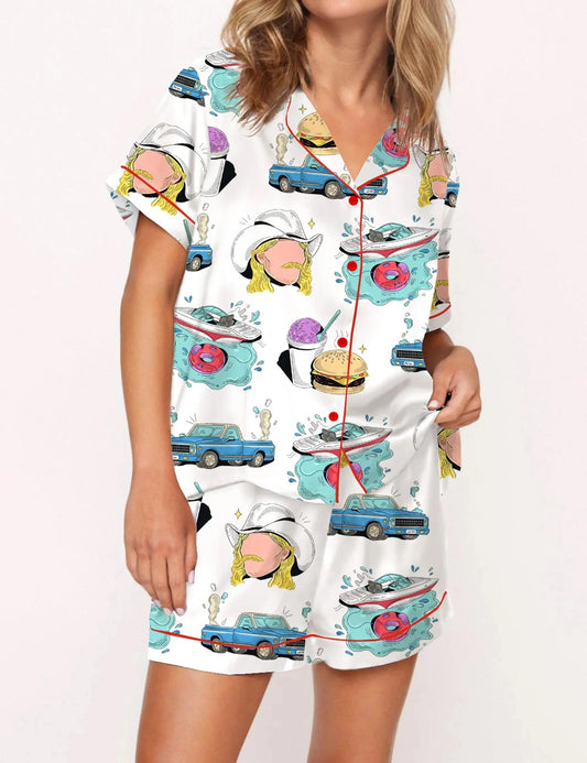 Chattahoochee Country Music Silky Satin Pajama Set For Women  Pajamas Set