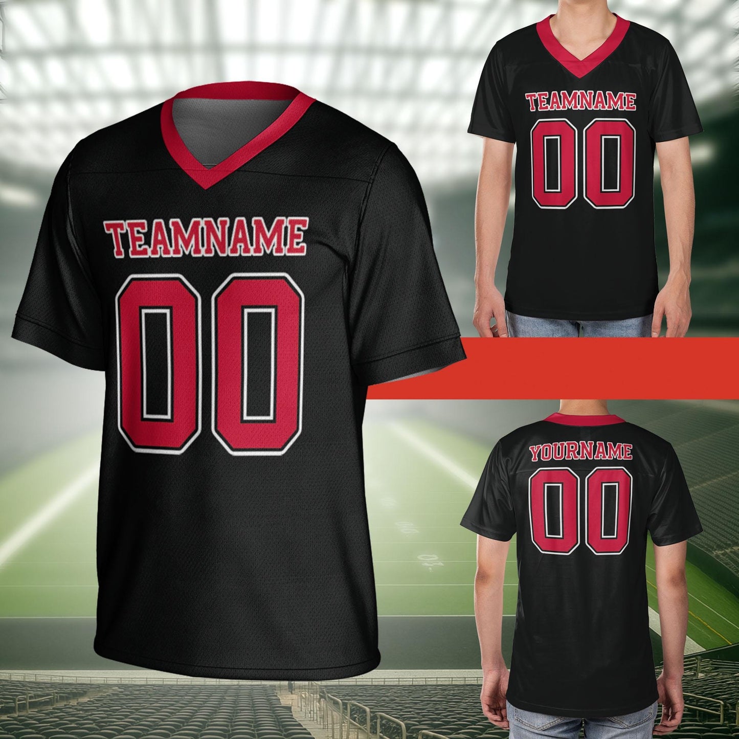 Custom Football Jersey, Custom Football Jersey, Men's Mesh V-neck Shirt, Short Sleeve Design, Add Name And Number, Ideal For Sport Lovers