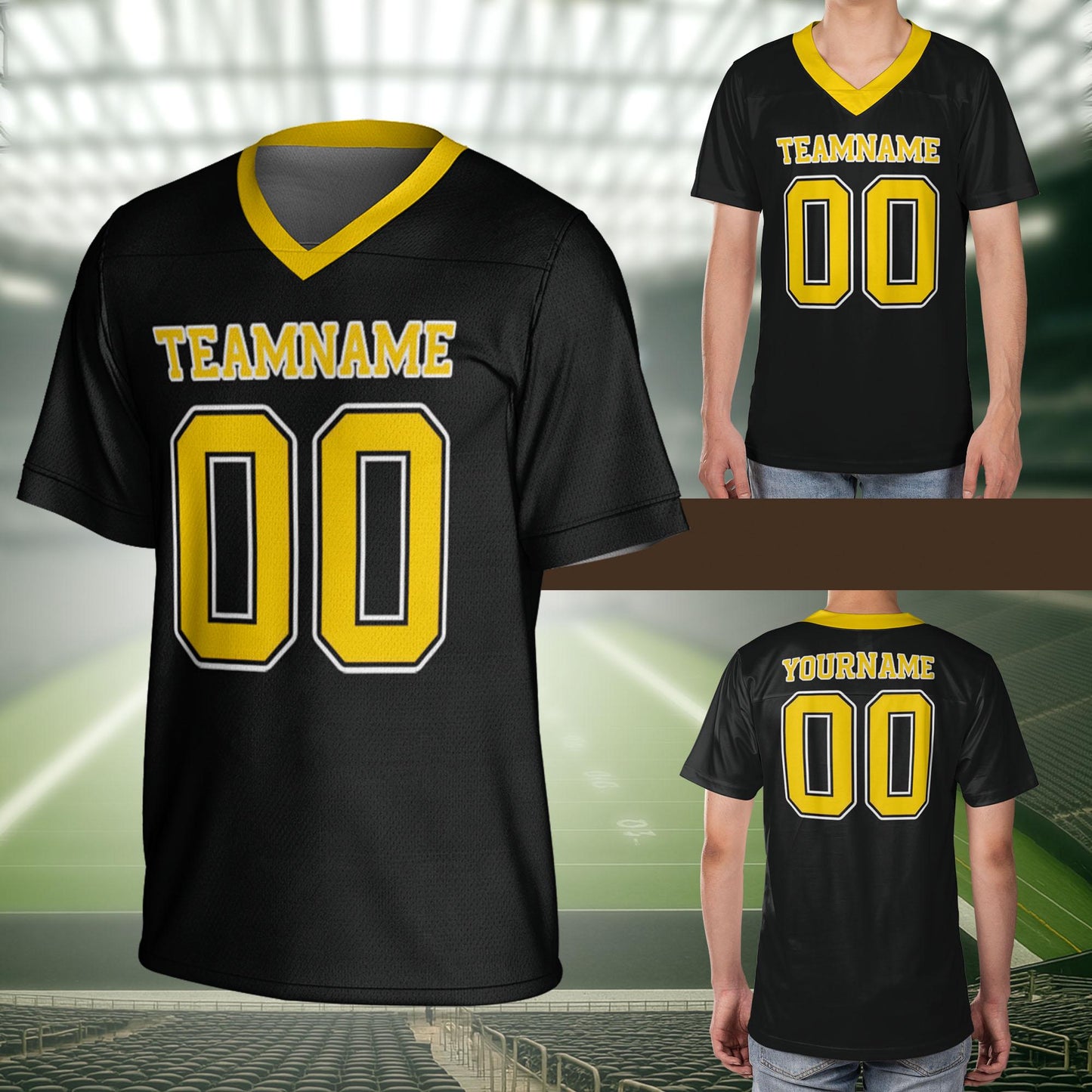 Custom Football Jersey, Custom Football Jersey, Men's Mesh V-neck Shirt, Short Sleeve Design, Add Name And Number, Ideal For Sport Lovers