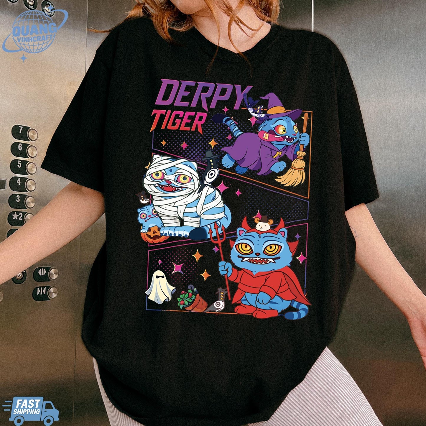 Kpop Demon Hunters Tiger Halloween Shirt, Merch Kpop Shirt, Hunters Tiger fan, Derpy Tiger And Bird Demon Hunter Tiger Tee,Cute Horror Tiger