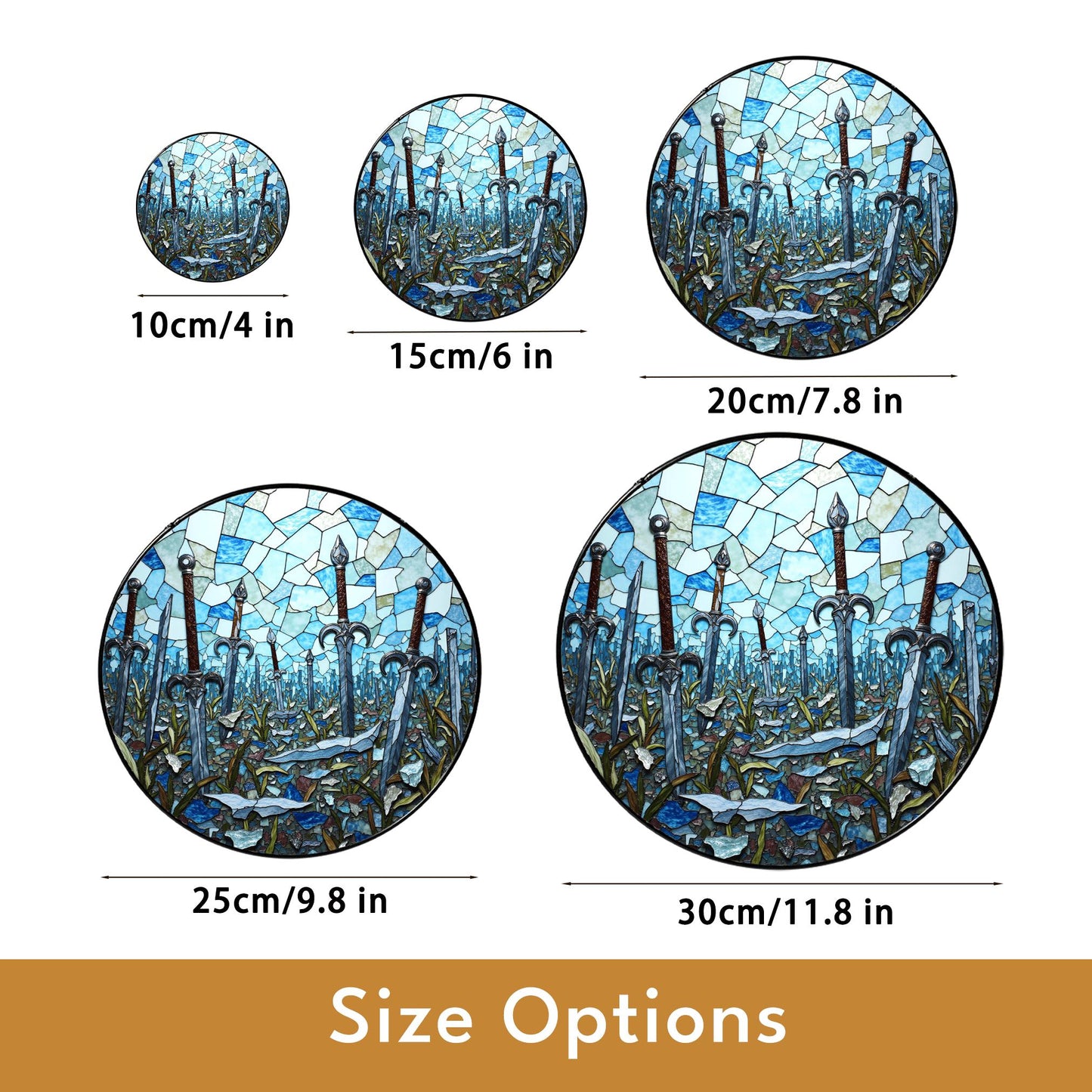 Sword field stained glass fantasy suncatcher mystical decor gift for him birthday Halloween gift