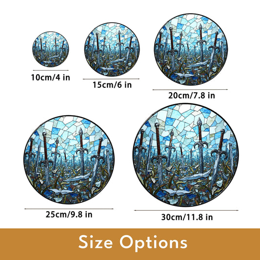 Sword field stained glass fantasy suncatcher mystical decor gift for him birthday Halloween gift