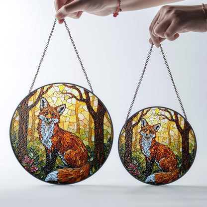 Forest Fox Stained Glass Suncatcher Woodland Animal Window Decor Gift