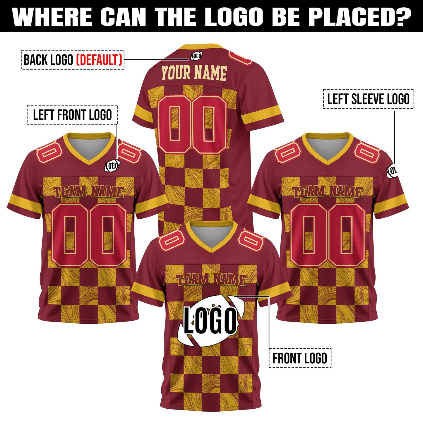 Custom Name Number Logo Football Jersey for Men Women Youth Kids, Personalized Football Jersey Uniform  American Football Fans Lovers Gifts