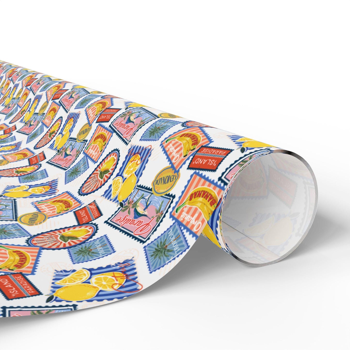 Tropical fruits Wrapping Paper Coconut girl Lemons Beach Gift Wrap Exotic fruits Hawaii Birthday bachelorette ocean coastal wedding wrapping