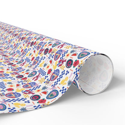 Nautical Coastal Wrapping Paper Coconut girl Beachy Gift Wrap Italian Summer Exotic fruits Hawaii Birthday bachelorette Beach wedding wrap