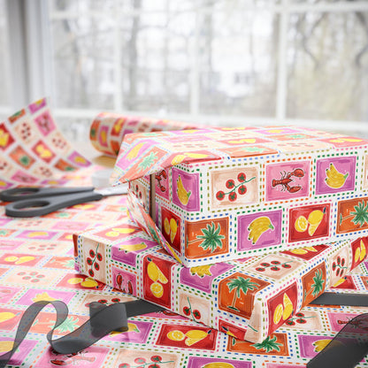 Nautical Coastal Wrapping Paper Coconut Girl Exotic Fruits and Beach Theme for Birthday Bachelorette Hawaii Wedding Summer Ocean Gift Wrap