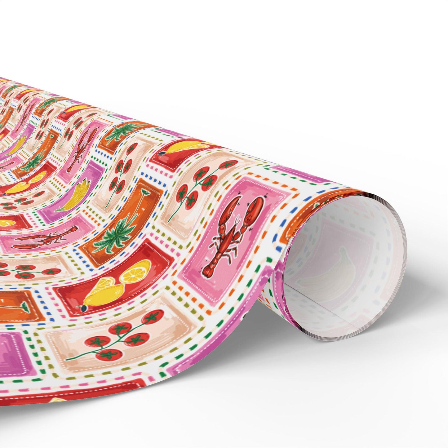 Nautical Coastal Wrapping Paper Coconut Girl Exotic Fruits and Beach Theme for Birthday Bachelorette Hawaii Wedding Summer Ocean Gift Wrap