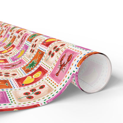 Nautical Coastal Wrapping Paper Coconut Girl Exotic Fruits and Beach Theme for Birthday Bachelorette Hawaii Wedding Summer Ocean Gift Wrap