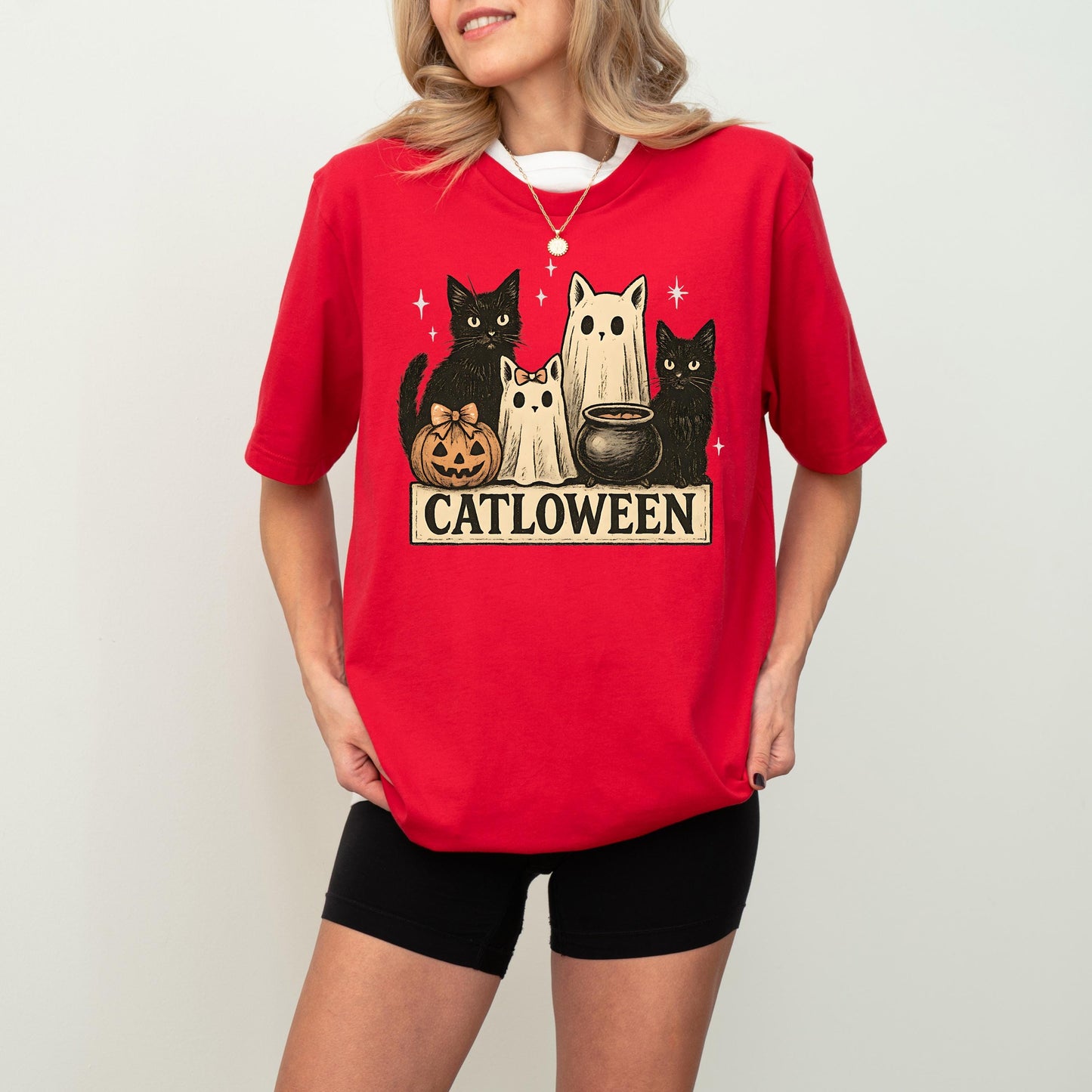 Ghost Cat Shirt, Cat Halloween Shirt, Spooky Black Cat Halloween Sweatshirt, Halloween For Pumpkin Gift, Cat Lover Halloween Tee