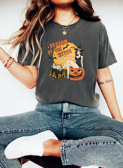 Comfort Colors® Season Of The Witch Shirt, Halloween Witch Shirt, Retro Halloween Shirt, Spooky Season Shirt, Fall Shirt, Halloween Tee