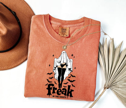 Comfort Colors® Freak In The Sheets Shirt, Halloween Ghost Shirt, Funny Halloween Tee, Halloween Fall Shirt, Spooky Season Tee