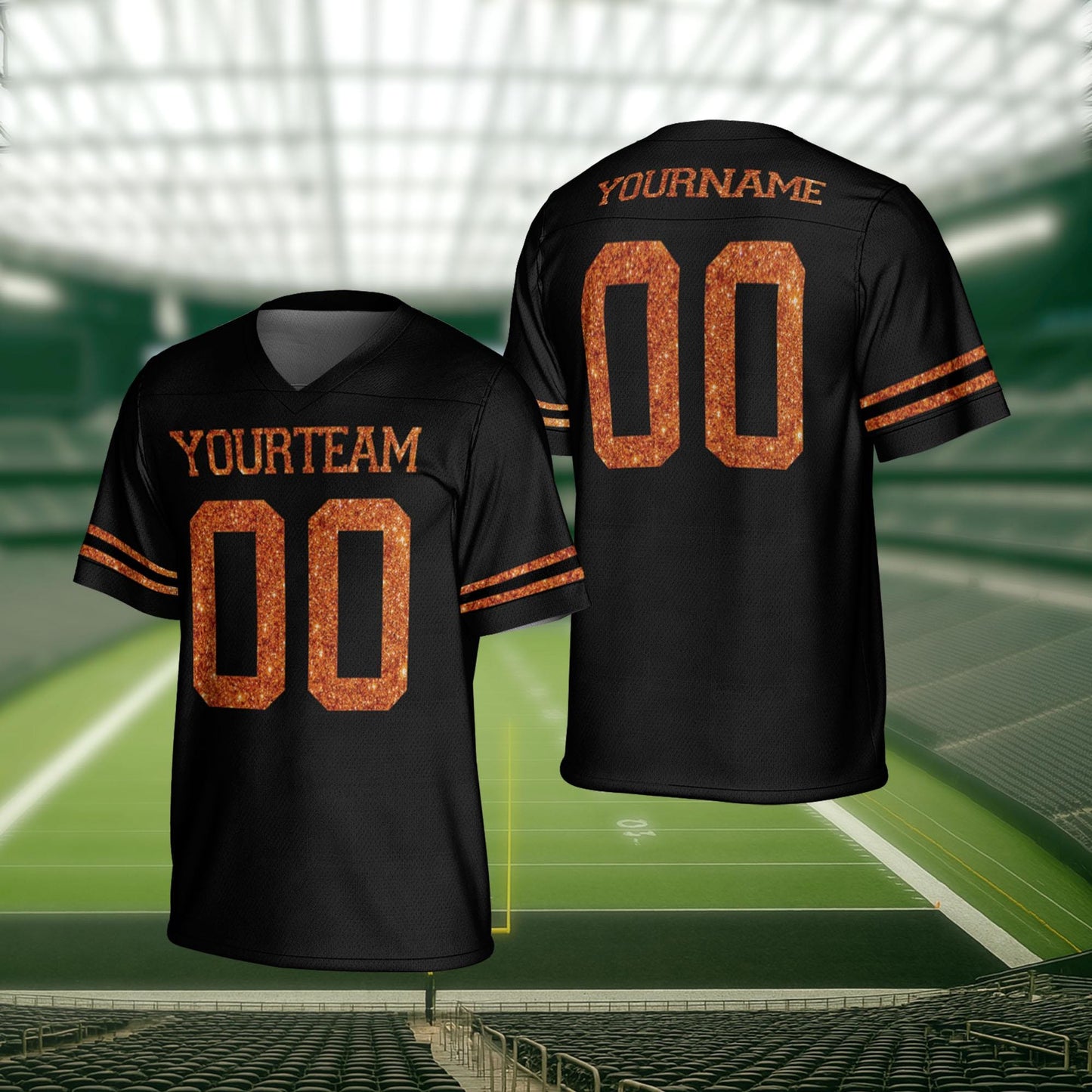 Women Glitter Pattern Personalized Football Jersey, Custom Glitter Jersey Shirt, Customized Glitter Name And Number Jersey For Sport Fan