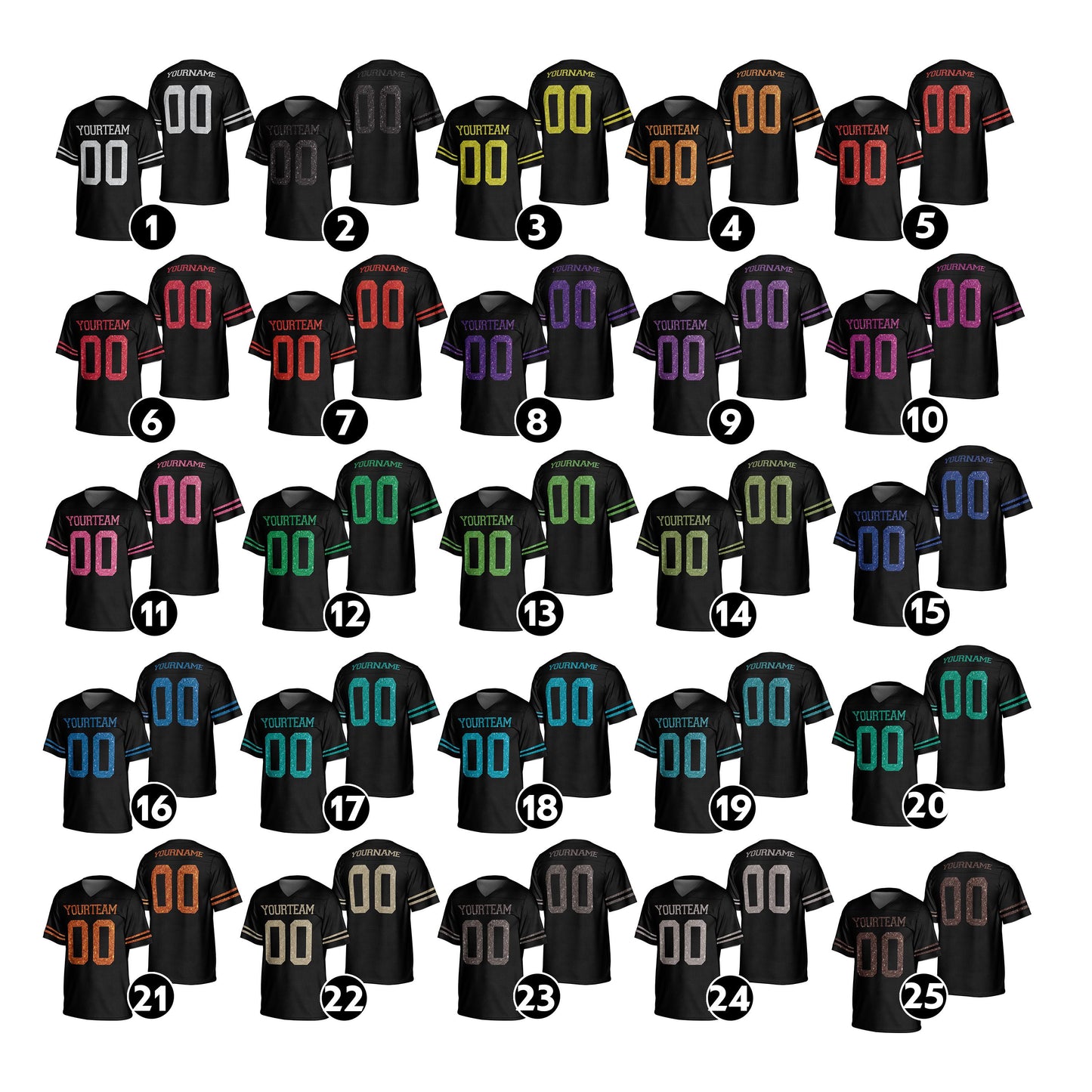 Women Glitter Pattern Personalized Football Jersey, Custom Glitter Jersey Shirt, Customized Glitter Name And Number Jersey For Sport Fan