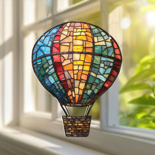Hot Air Balloon Acrylic Window Hanging, Hot Air Balloon Ornament, Gift for Travelers, Gift for Adventurers, Gift for Him, Balloon Decor