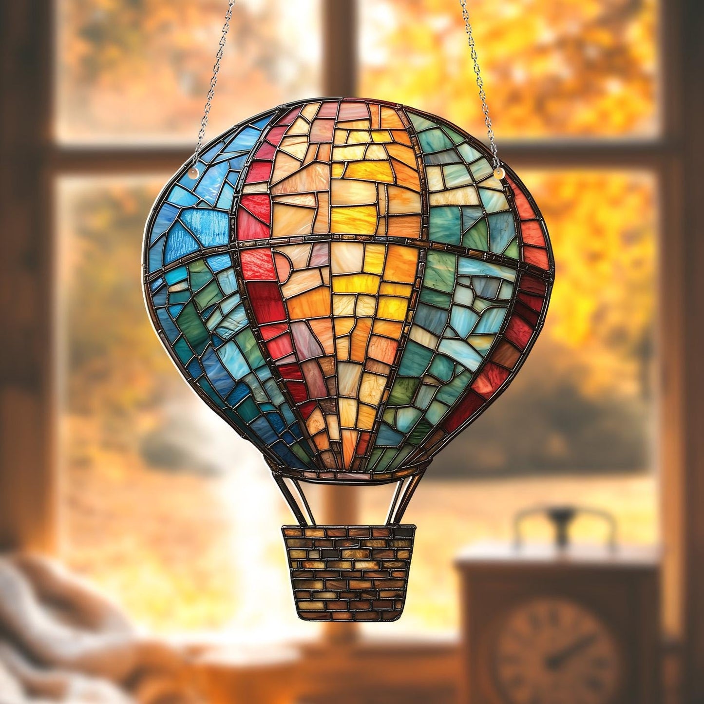Hot Air Balloon Acrylic Window Hanging, Hot Air Balloon Ornament, Gift for Travelers, Gift for Adventurers, Gift for Him, Balloon Decor