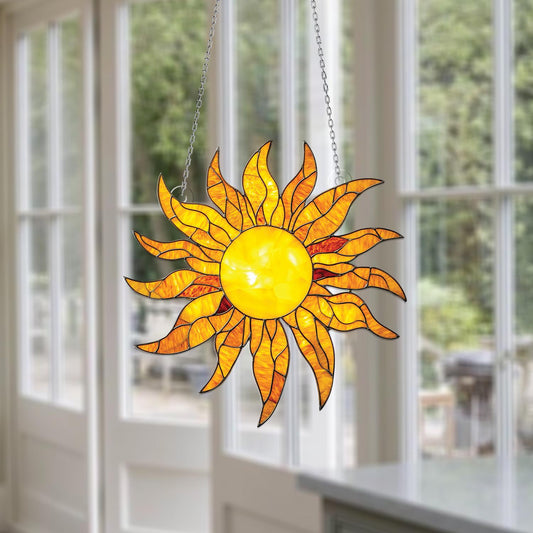 Sunshine Window Hanging Decor, Vibrant Yellow Sun Design, Beautiful Home Accent for Brightening Your Room, Unique Window for Living Room