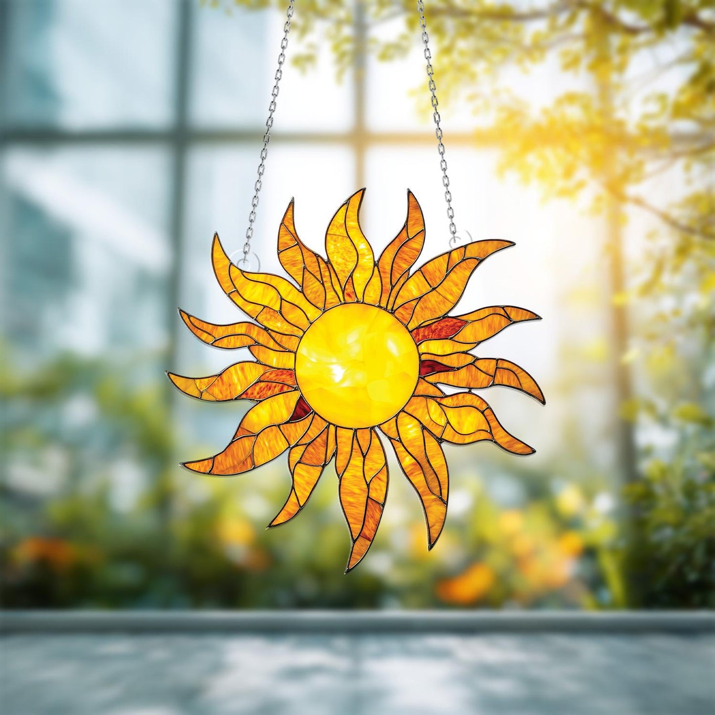 Sunshine Window Hanging Decor, Vibrant Yellow Sun Design, Beautiful Home Accent for Brightening Your Room, Unique Window for Living Room