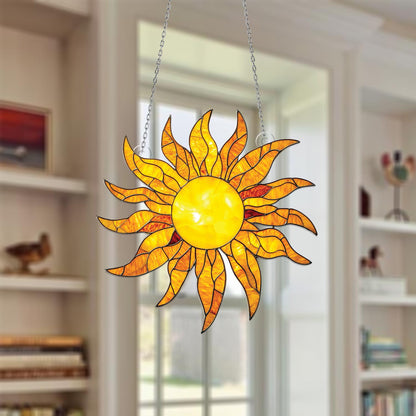 Sunshine Window Hanging Decor, Vibrant Yellow Sun Design, Beautiful Home Accent for Brightening Your Room, Unique Window for Living Room
