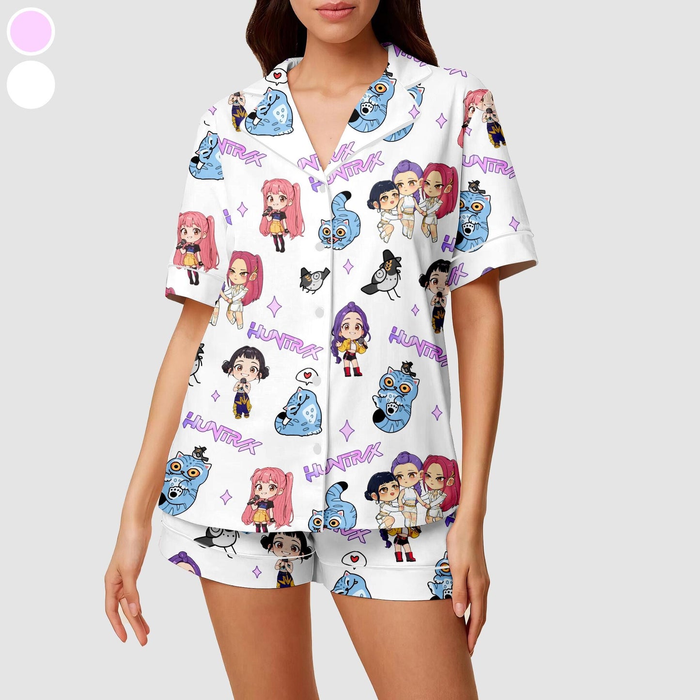 Kpop Demon Hunters Satin Pajama Set, Derpy the Tiger And Bird Sleepwear, Kpop Saja Boys Women Pajamas, Kpop Demon Hunter Shirt