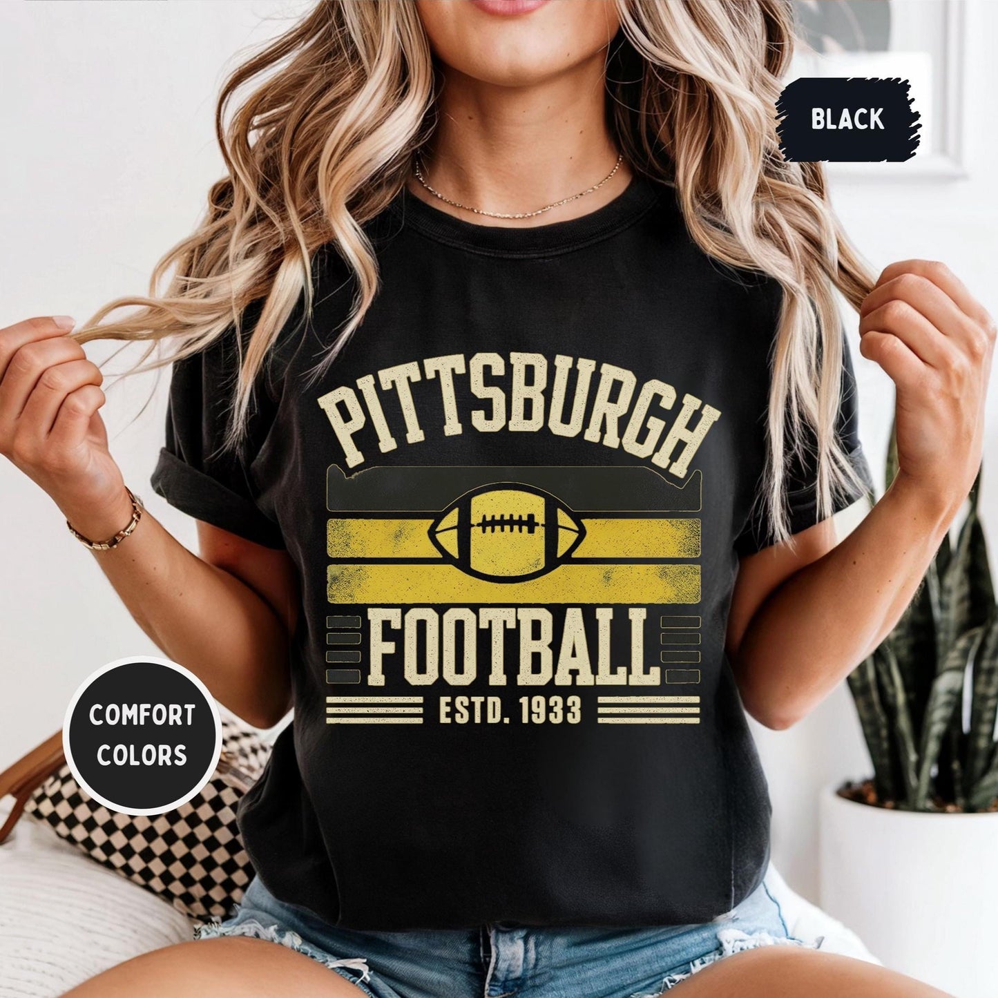 Pittsburgh Team Mascot Shirt, Floral Spirit Mascot Sweatshirt, Game Day Tee, Abstract Flower Football Sports Shirt, Cheerleader Gift Shirt