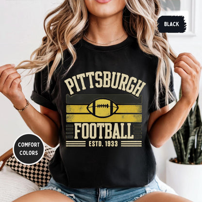 Pittsburgh Team Mascot Shirt, Floral Spirit Mascot Sweatshirt, Game Day Tee, Abstract Flower Football Sports Shirt, Cheerleader Gift Shirt