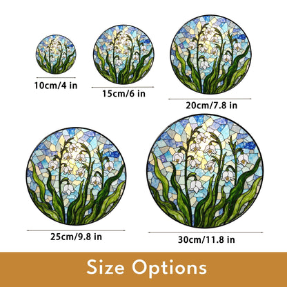 Lily of the valley flower stained glass round suncatcher spring window decor gift for mothers day