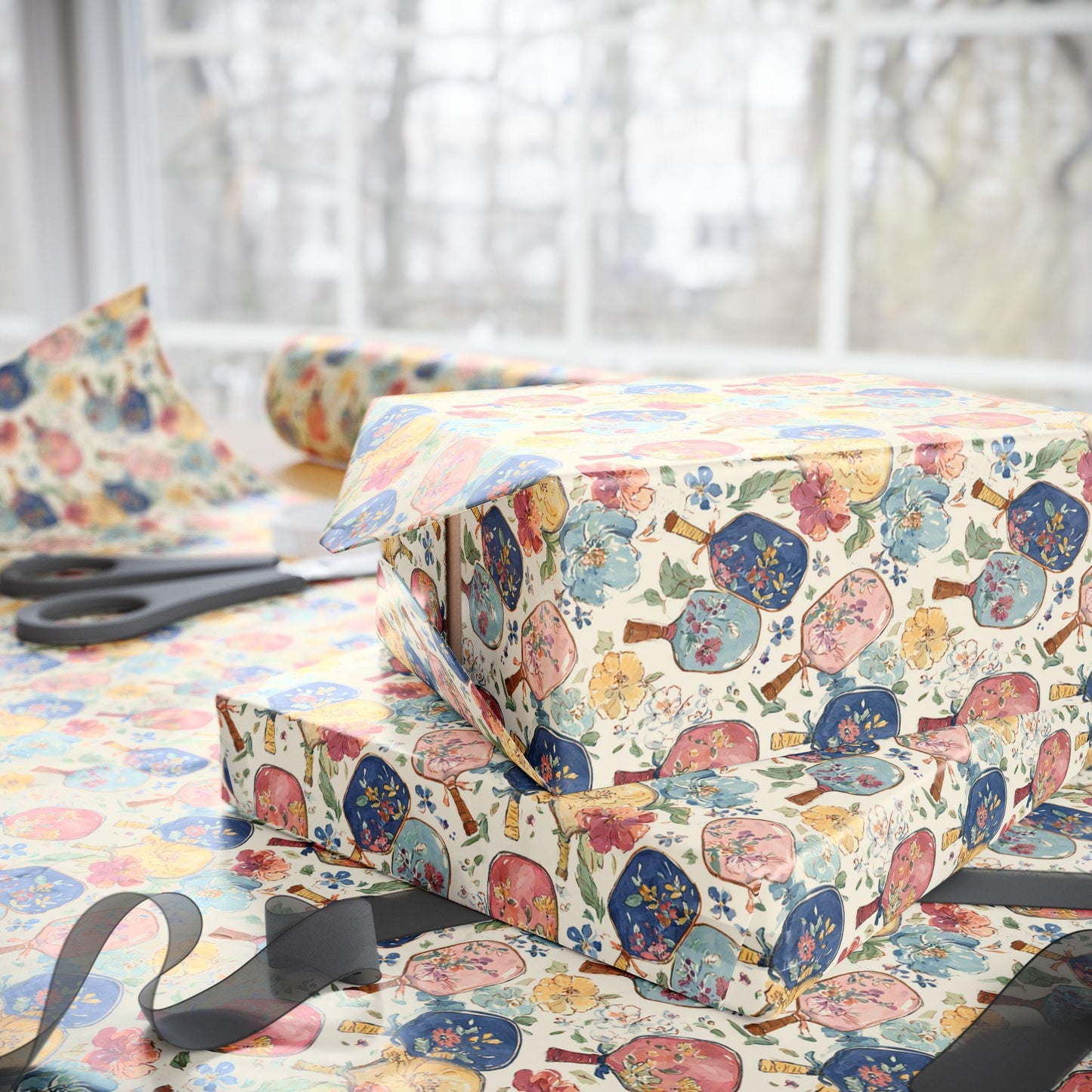 Pickleball Wrapping Paper Sheet for Sports Fans and Players, Pickleball Social Club Gift Wrap for Pickleball Parties Gift Packaging