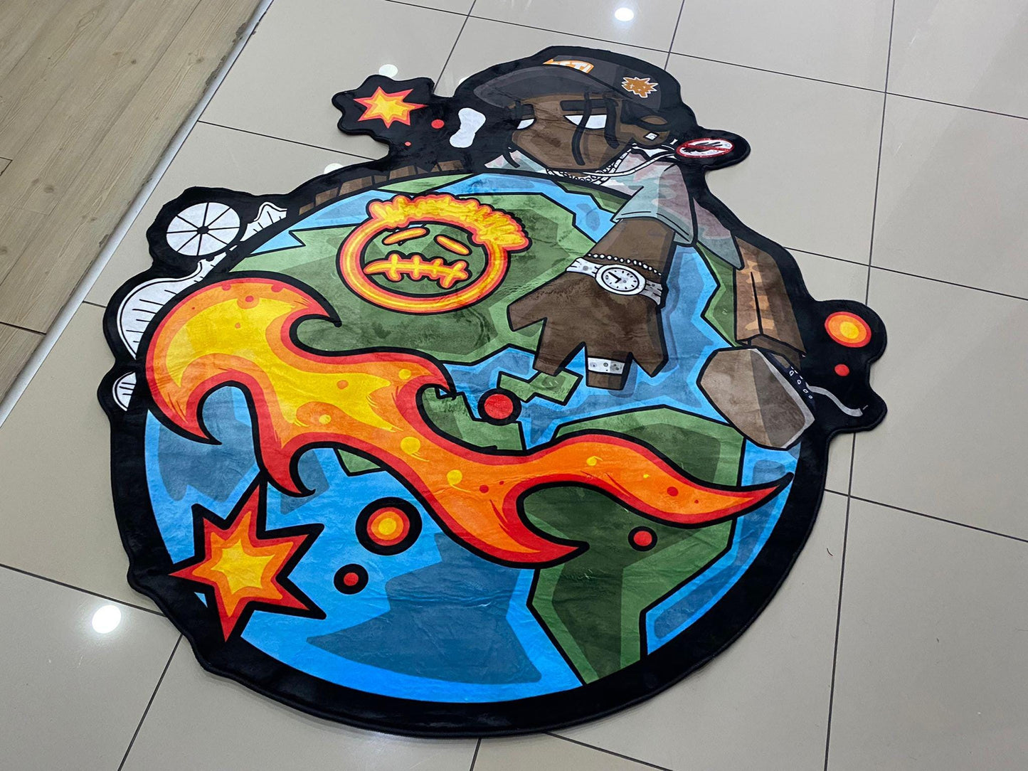 Travis Scott, Cactus Jack, Astroworld, Washable, Area Runner Rugs, Living Room Carpet, Album Covers, t scott murakami rug, custom rug