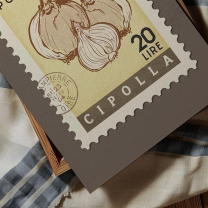 Vintage Onion Poster, Italian Food Art Print | Retro Kitchen Print | Retro Stamp Poster, Trendy Kitchen Art, Food Gift Ideas
