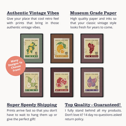 Plum Poster, Plum Fruit Market Print | Italian Food Art | Funny Fruit Poster, Plum Wall Art, Retro Kitchen Print