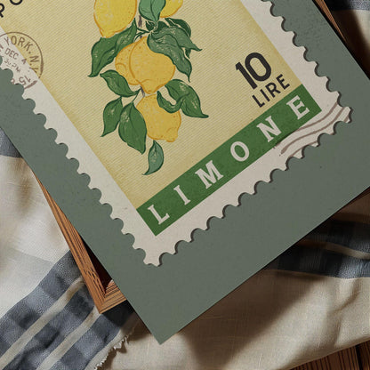 Lemon Poster, Lemon Fruit Market Print | Italian Food Art | Funky Fruit Poster, Lemon Wall Art, Retro Food Art Print