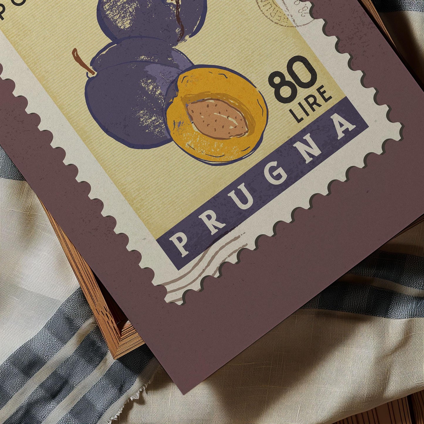 Plum Poster, Plum Fruit Market Print | Italian Food Art | Funny Fruit Poster, Plum Wall Art, Retro Kitchen Print